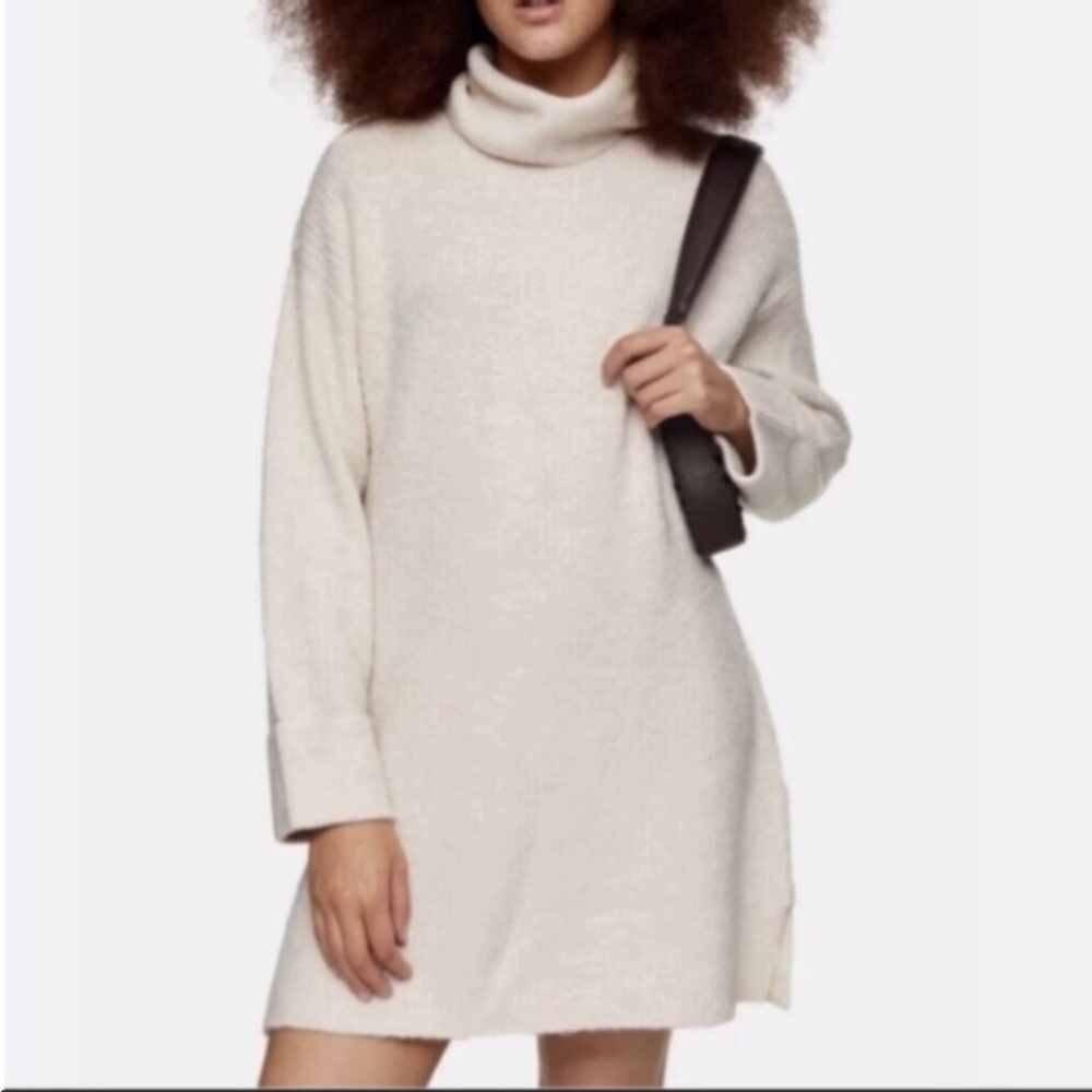 NWT Topshop Turtleneck Sweater Dress Ivory Size: 12